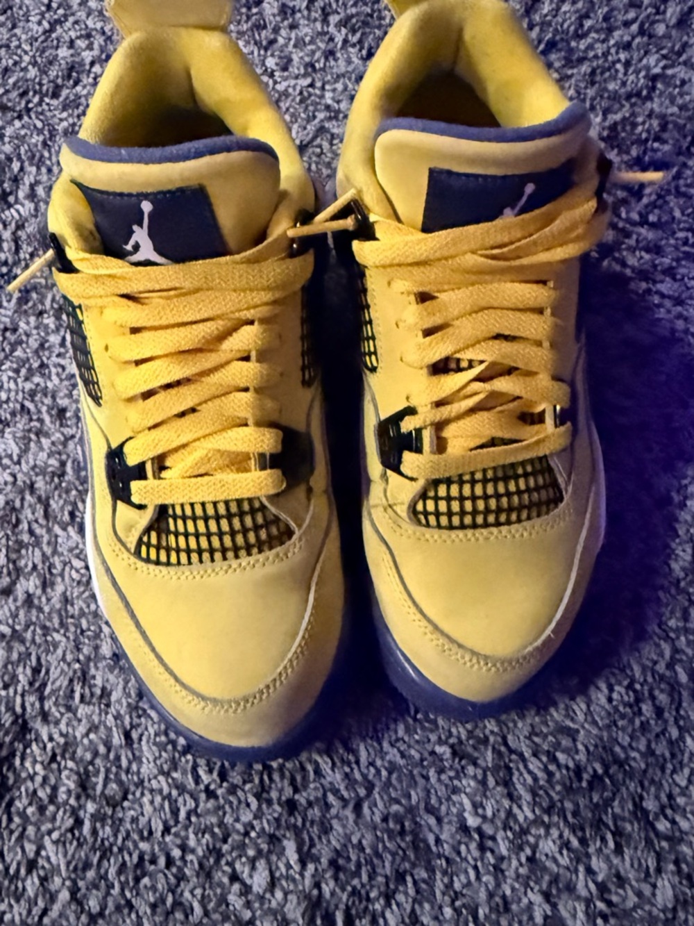 Jordan 4 (Lightning) Kids' yellow & grey Basketball Shoes